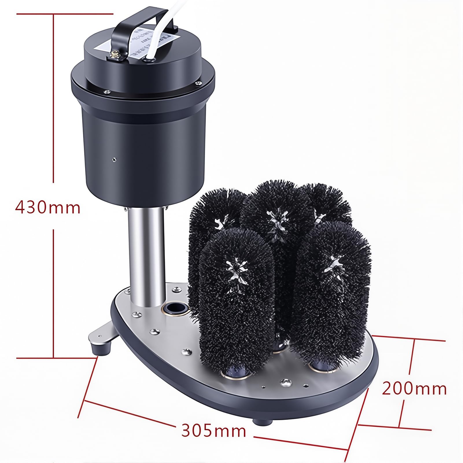 Lave-Verres Commercial, Polisseuse Électrique pour Verres à Vin avec 5 Brosses et Nettoyage à 360°, Polisseuse à Verres en Acier Inoxydable 304 pour 1200 Tasses par Heure pour Bars, Cafés