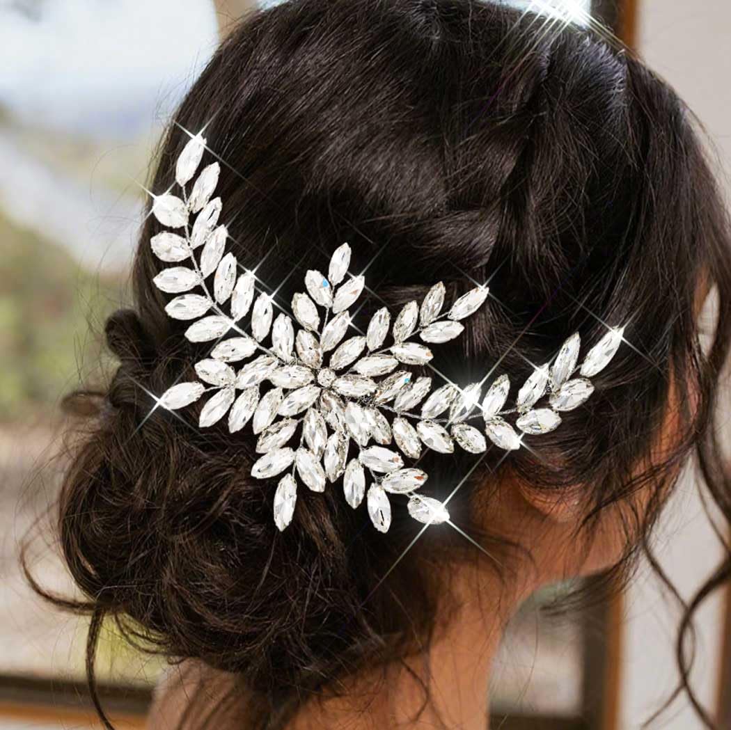 JONKY Rhinestone Bride Wedding Hair Comb Crystal Hair Jewelry Bridal Hair Accessories for Women