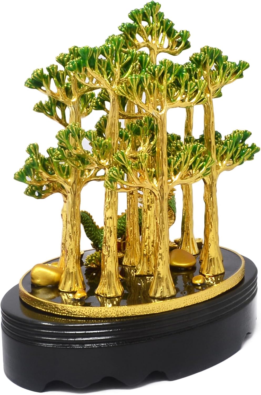 Feng Shui Dragon in Forest of Wealth Tree with Stand Chinese Zodiac Home Decoration Office Statue Big Dragon Figurine