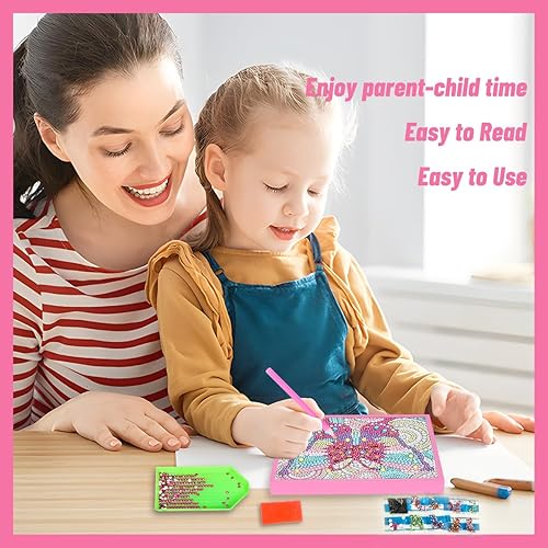 Miniatura 6 de ZUYUSUT Kits de pintura artística de diamantes para niñas de 5 a 12 años, kits de arte y manualidades, kits de gemas por números con marco de madera