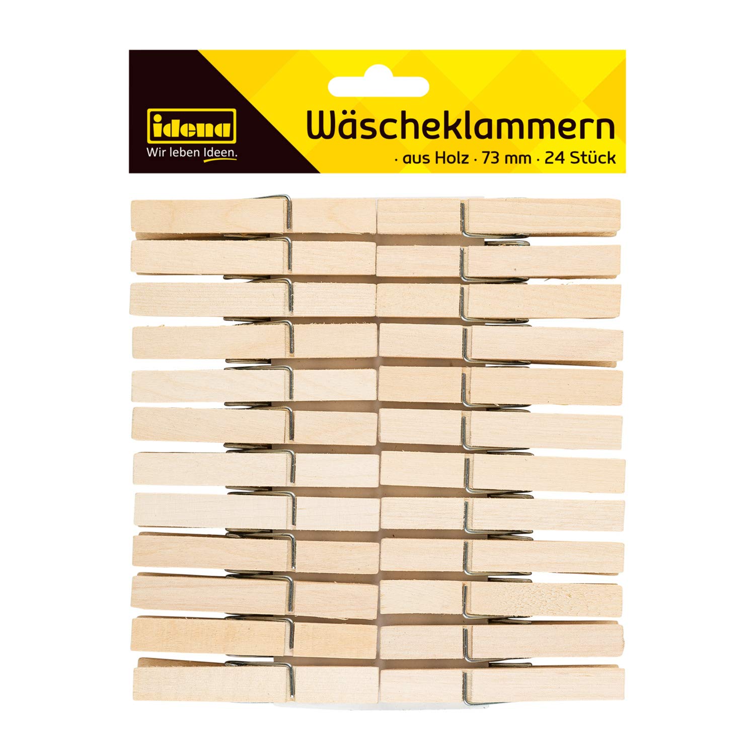 Idena 63133 – drewniane klamerki do bielizny, 24 sztuki, ok. 7,3 cm długości, drewniane klamerki do zawieszenia prania i majsterkowania, dekoracji i ozdabiania