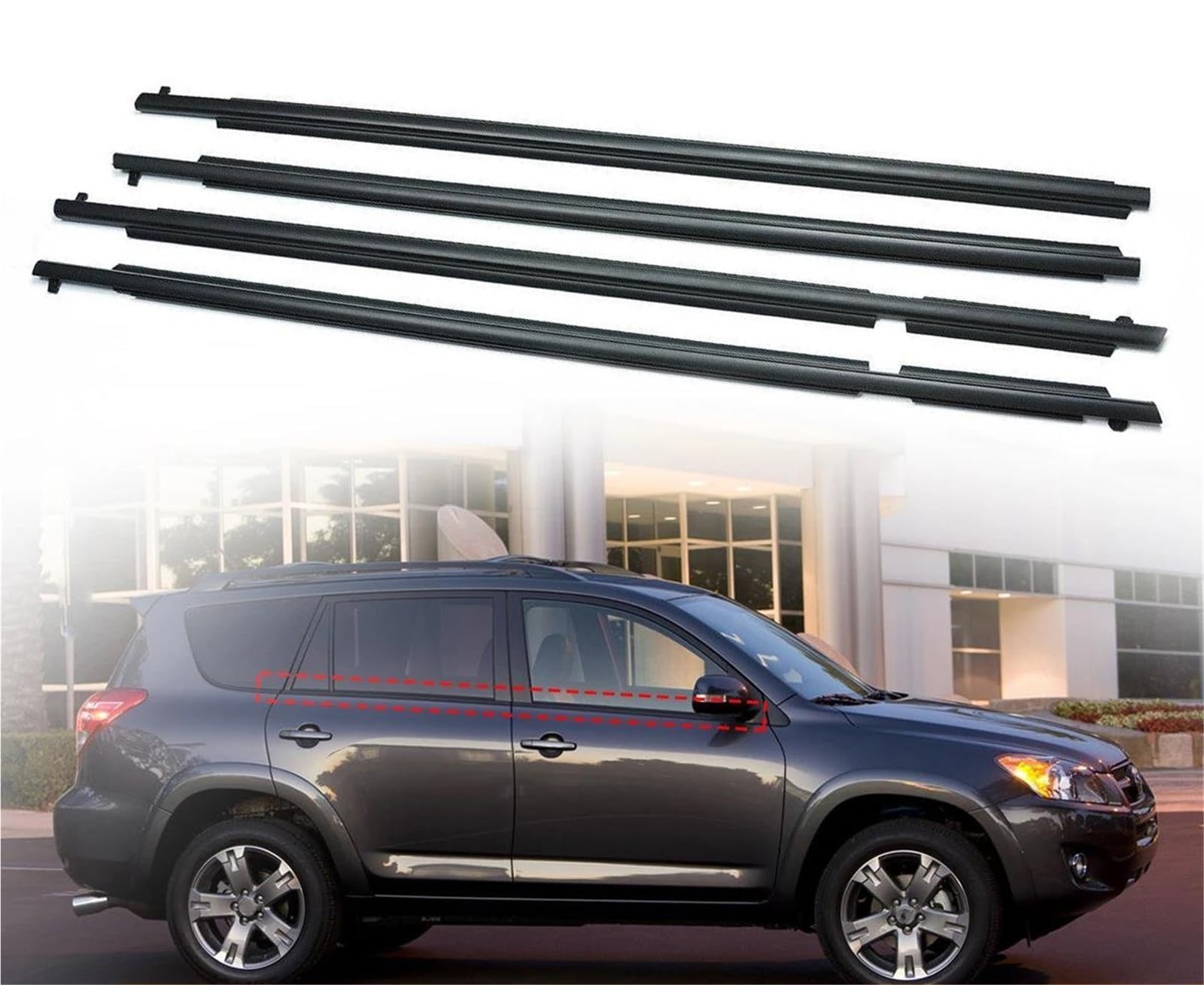 Qibbei One Color 4Pcs Car Outer Windows Rubber Weatherstrip Waterproof Pressure Strip Sealing Belt Trim For Toyota Rav4 Us 2006-2012