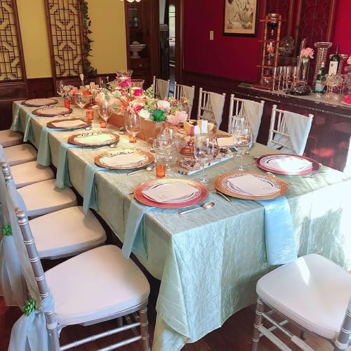 Miniatura 8 de Efavormart - 5 caminos de mesa de gasa plateados de 22 x 72 pulgadas para bodas, fiestas, banquetes, decoración, ajuste rectangular y mesa redonda