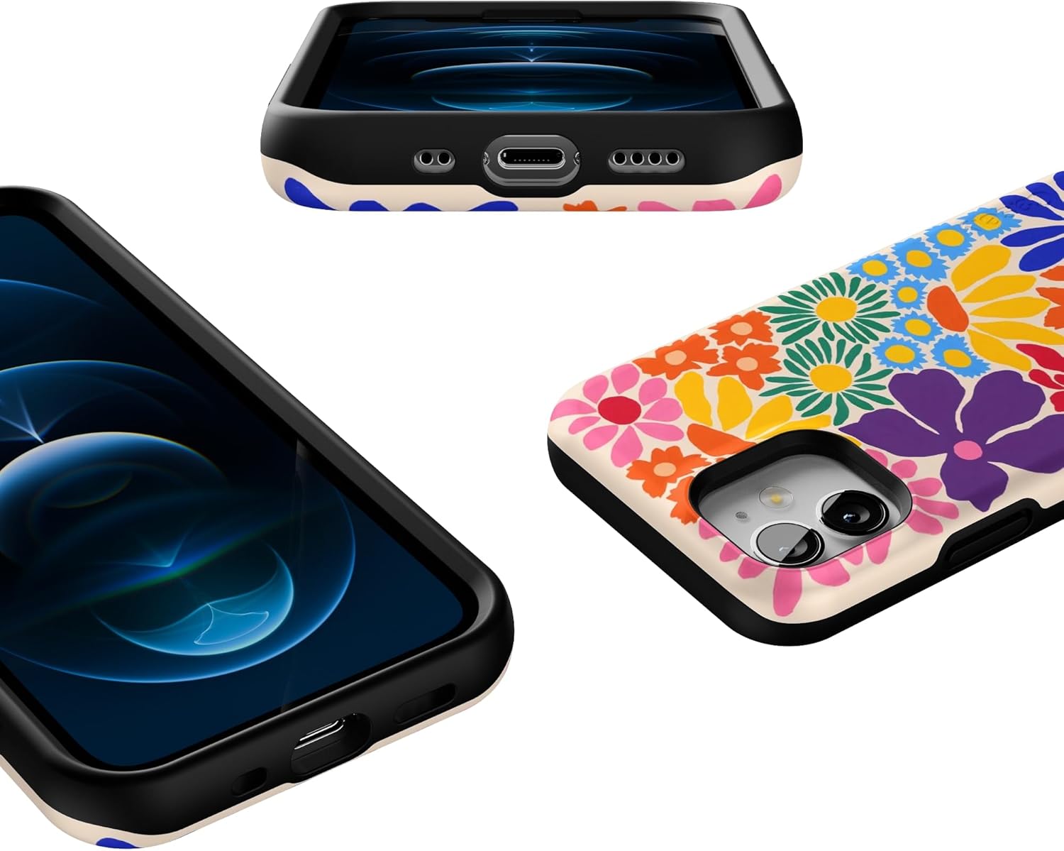 Casely iPhone 12 Mini Case | Flower Patch | Multi-Color Floral | Bold Protective Design | Compatible with MagSafe