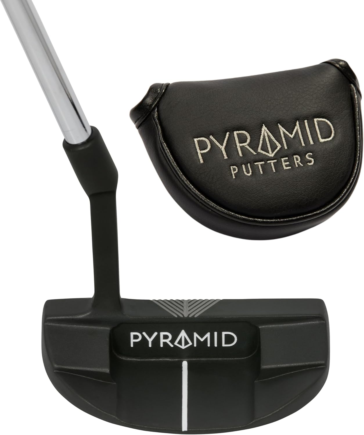 Pyramid Golf Putter for Improved Accuracy & Consistency – Gear Effect Grooves, High MOI, Precision Milled Face, Soft Feel Grip, Forgiveness on Mishits, Free Head Cover, Ideal for Inconsistent Stroke 34" Mallet Right