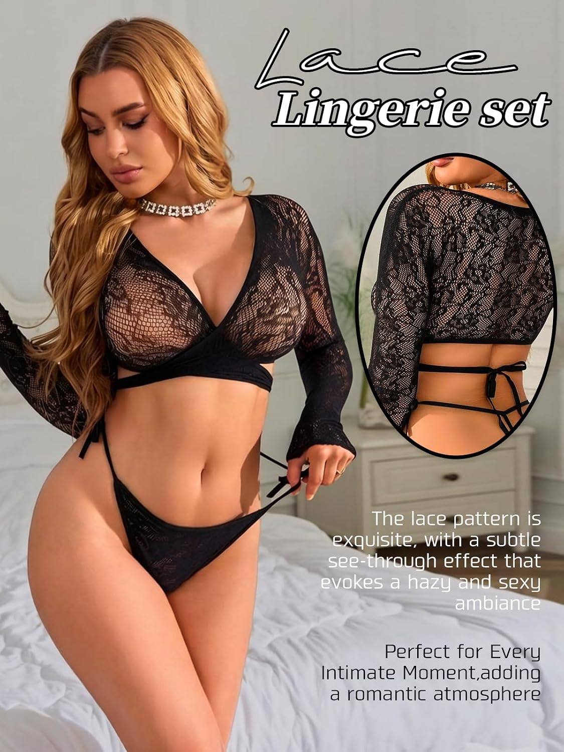 Buitifo Women Sexy Lingerie Nightwear Set Two Piece Pajamas