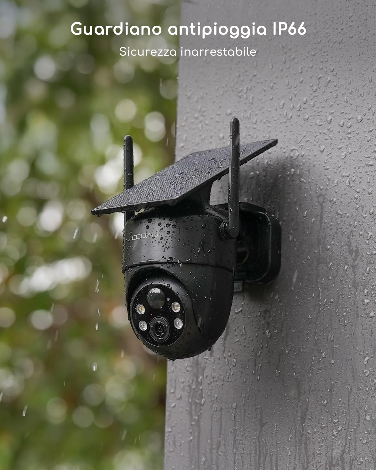 COOAU 2K Telecamera Wi-Fi Esterno Senza Fili,Videocamera Sorveglianza Esterno con Batteria,Ricaricabile a Bassa Luminosità, Facile da Installare,Visione Notturna a Colori,Rilevamento PIR,360° PTZ