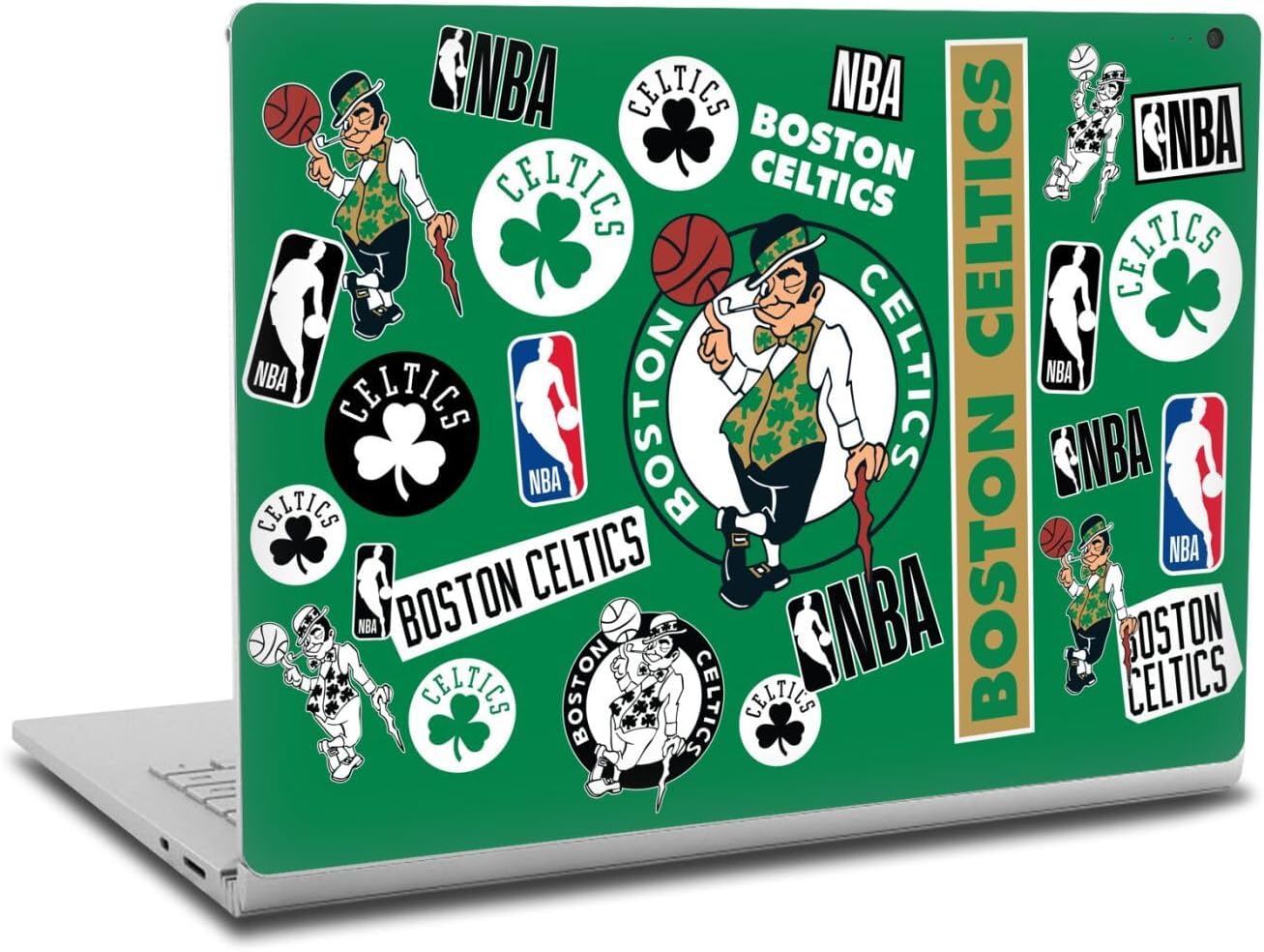 Head Case Designs Officially Licensed NBA Sticker Collage Boston Celtics Vinyl Sticker Skin Decal Cover Compatible with Microsoft Surface Book 2
