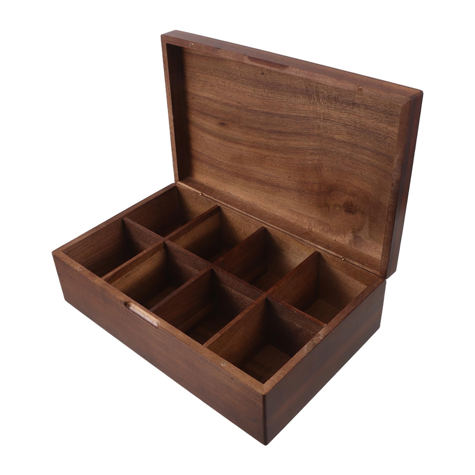 HOMSFOU Holz Teebeutel Aufbewahrungsbox mit 8 Fächern Rechteckiges Design Platzsparend und Schnell Zugänglich für Zuhause und Kaffee Station im Vintage Stil Wiederverwendbar