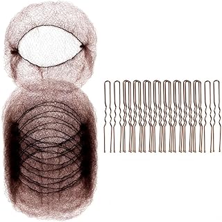 Vjsujehgy 50 Piezas Redecillas para Cabello y 100 Piezas Redecillas para Cabello en Forma U para Trabajadores Servicios Alimentos, para Cabello para Mujeres y Hombres Color Marrón