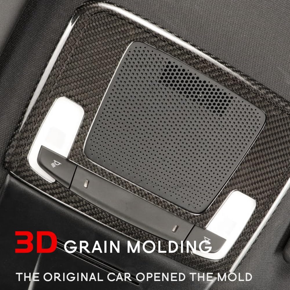 JSWAN Carbon Fiber Car Reading Light Cover Trim Fit for 11th Gen Civic Type R FL5 Typer Front Roof Reading Lamp Cover Car Reading Light Panel Frame Overlay(Bright Black)