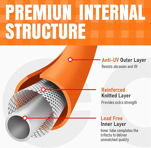 Miniatura 4 de Manguera de jardín de 100 pies x 58 pulgadas, manguera de agua flexible no expansible, resistente a las torceduras, manguera híbrida ligera,