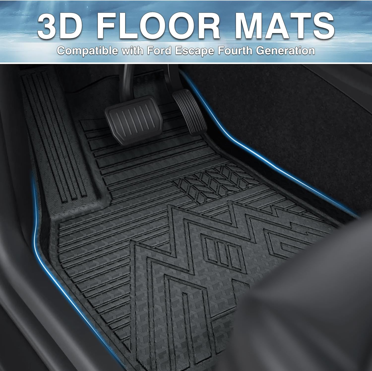 Mixsuper Floor Mats for Ford Escape 2020-2026 (NOT for Hybrid) All Weather Floor Liners Durable 1st and 2nd Row Set Black