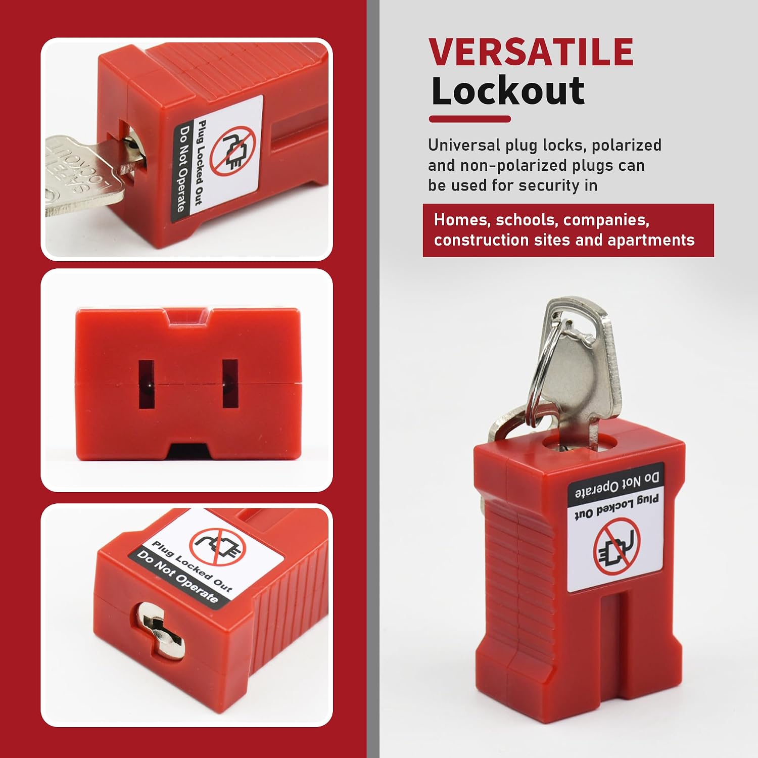 2 Plug Lockout Device for Cords Electrical,Warning Label Affixed image 4