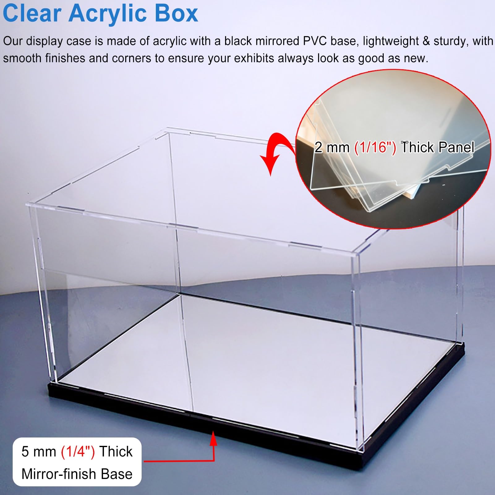 Teca Plexiglass Vetrina in Acrilico Trasparente per Modellini di Auto, Contenitori in Acrilico con Base Rimovibile, Vetrine Decorative per Figurine da Usare in Casa(40x45x10cm (16x18x4"))