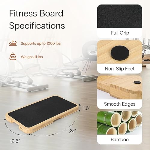 Miniatura 2 de StrongTek Resistance Band Training Platform, Heavy-Duty BambooWood Board for Safe & Stable Resistance Workouts, Non-Slip, 1000 lbs Capacity for
