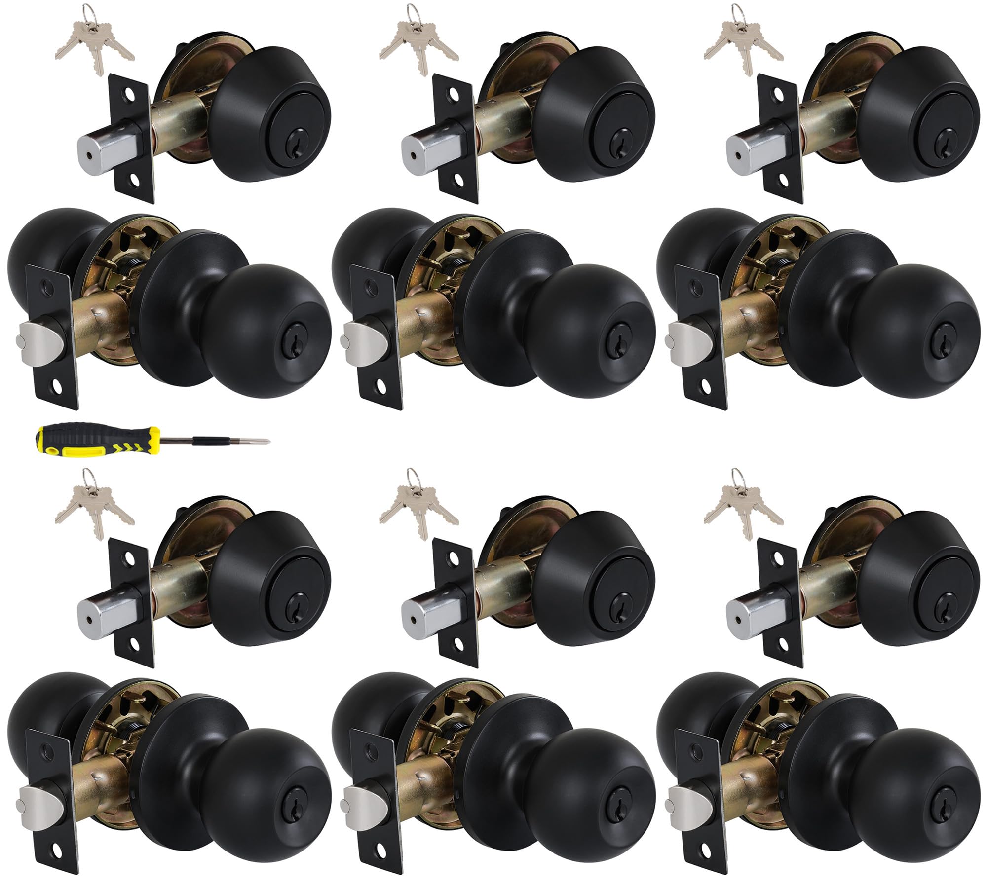 Lanwandeng Lot De 3 Boutons De Porte D'entrée à Clés