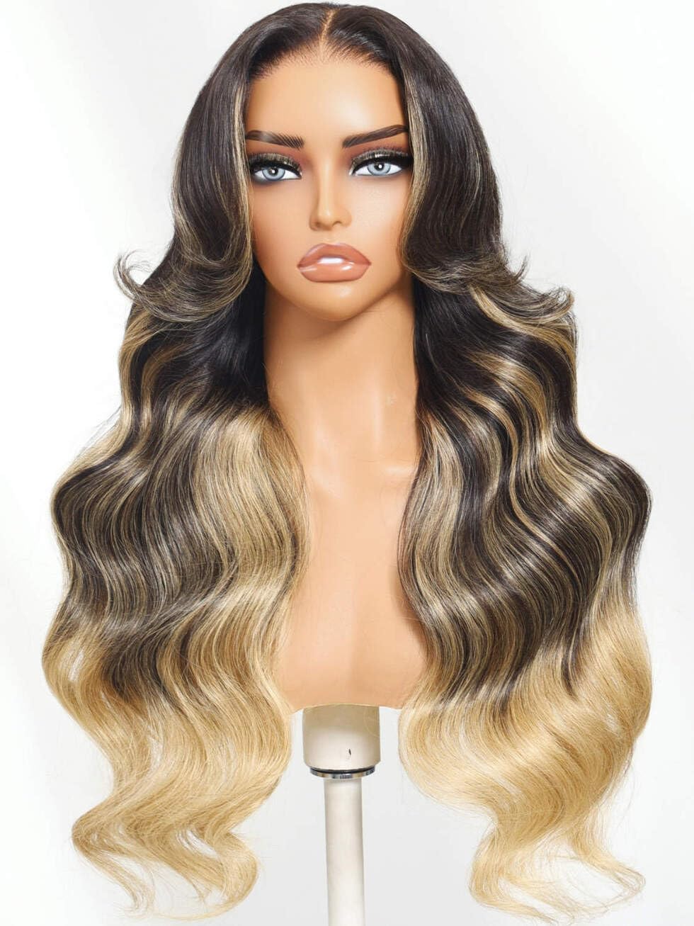 Beauty Forever Pre Everything Glueless Front Balayage Highlight Body Wave Curtain Bangs Glueless Wigs Human Hair Pre Plucked Pre Cut 13x4 Loose Wave Bye Bye Knots Ready to Wear Frontal Wig 18 inch — view 36