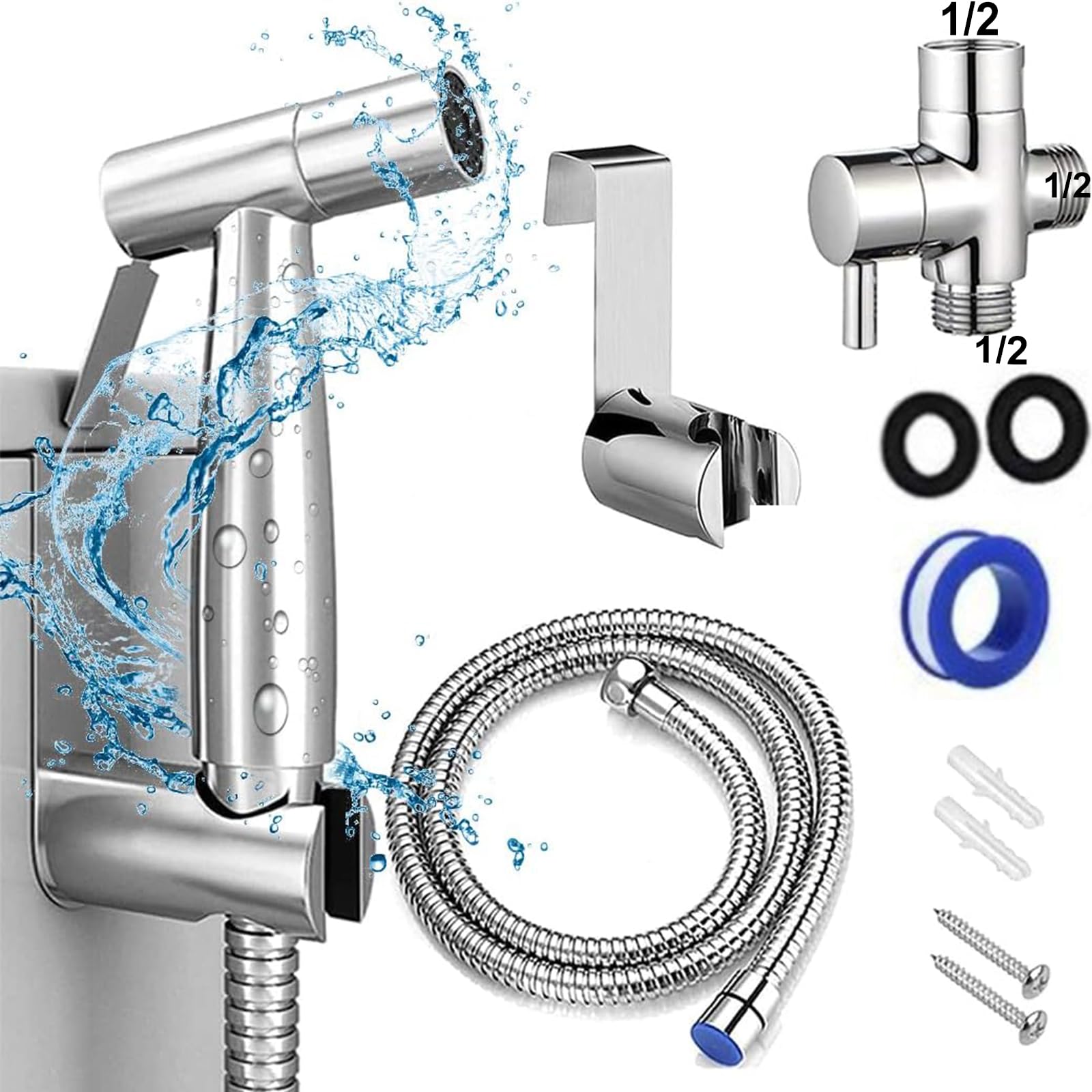 Handheld Bidet Sprayer for Toilet - Feminine Wash & Baby Diaper Cleaner with Hose