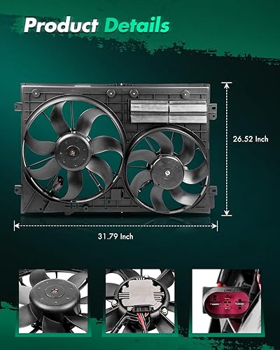 Vista 206 de SCITOO Ventilador de refrigeración del condensador del radiador compatible para Quattro/TT para Passat/Passat CC/Golf/Beetle