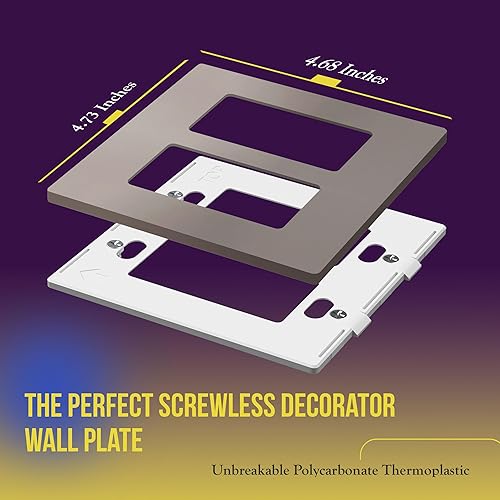 Miniatura 625 de ENERLITES SI8834-BK - Placa de pared decorativa sin tornillos, cubierta de enchufe segura, 4 entradas, 4.68 x 8.30 pulgadas (alto x largo), Negro