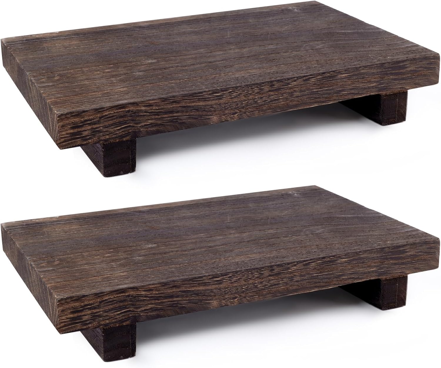 2 Pcs Small Wood Riser Tray Soap,Wooden Risers Stand,Kitchen Soap Dish Holder,(9 X 6 inch,Brown)