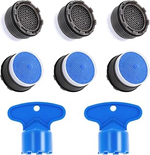 6 Pieces M18.5 Buffer Faucet Aerator+2 Pieces Faucet Aerator Key Removal Wrench, Water Saving Flow Restrictor Set Replacement Part Kitchen Cache Aerators Bathroom Sink Aerator