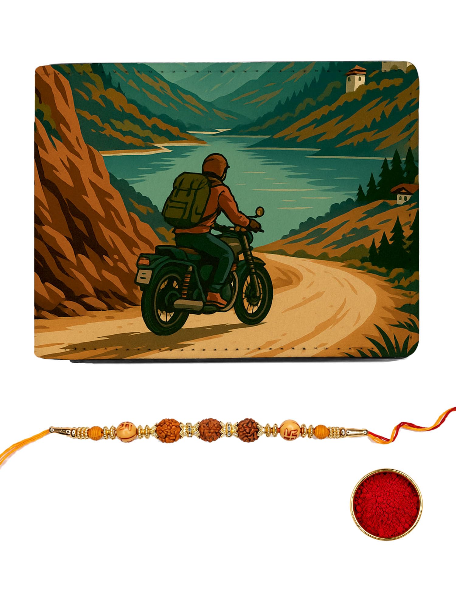 kalankit Rakhi with Gift for Brother | Wallet for Men | Bi-Fold Slim Wallet |Rakhi for Brother with Gift Combo Set | Rakshabandhan Gift Set for Bhai | Gift for Bike Riders | Mountain Lover-picture-11