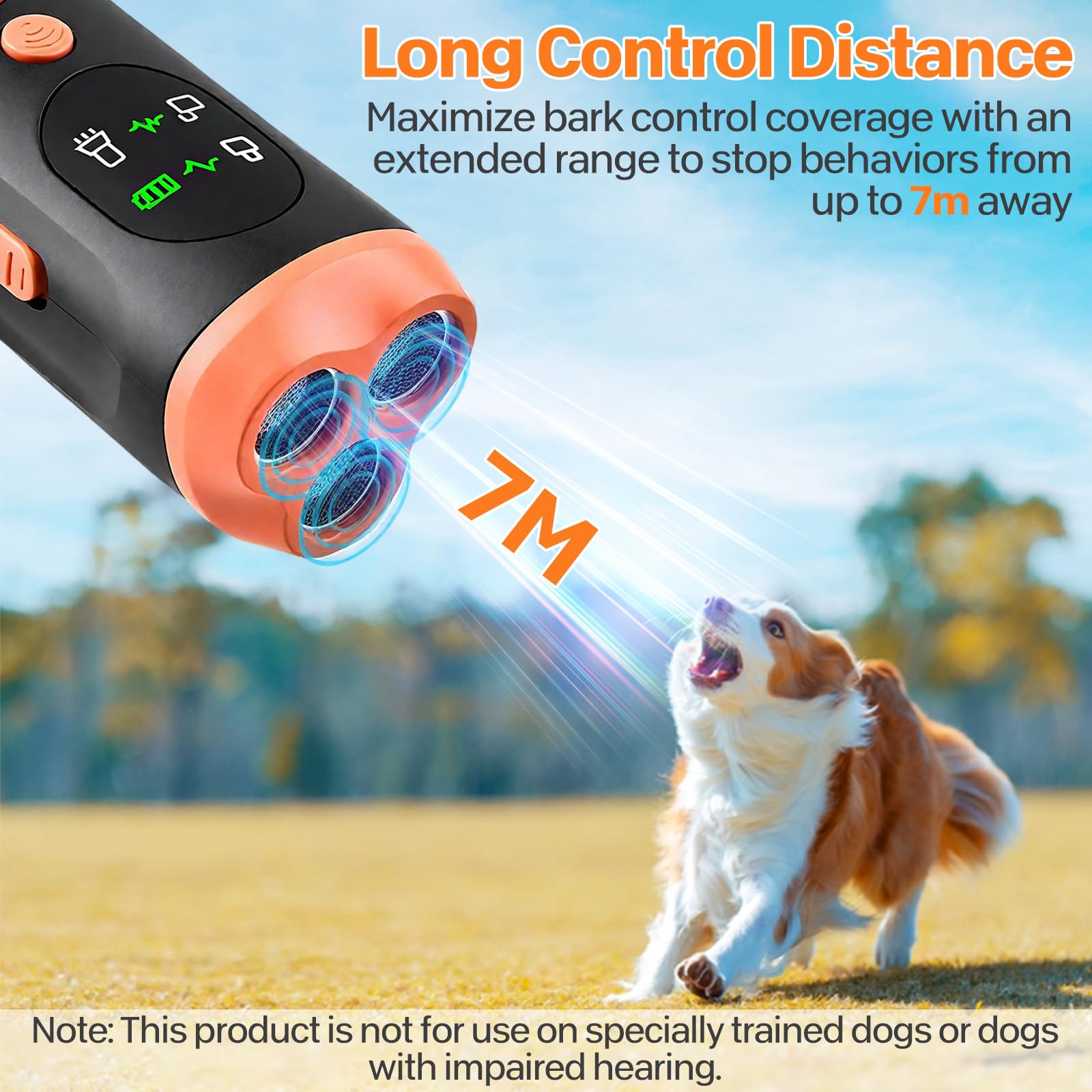 Anti Aboiement Chien Ultrason Puissant, 3 Modes Dispositif Anti Aboiement Chien Boitier Anti Aboiement Chien Portatif de 33 Pieds, avec Lampe de Poche Stroboscopique, pour Petit et Grand Chien