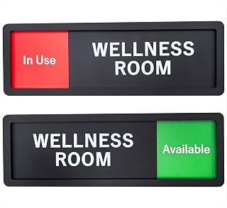 Wellness Room Sign – Privacy In Use / Available Slide Switch Sign, Premium Durable Acrylic Material, Super Strong Self-Adhesive, Quick Installation, Suitable For Your Home And Business ( 9×3 Inches, Black)