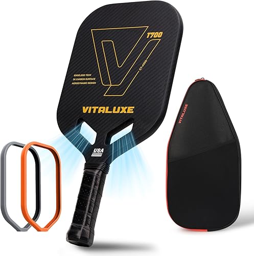 Miniatura 11 de Pala de pickleball de fibra de carbono cruda T700, superficie de fricción de carbono texturizada 3K sin bordes, paleta de pickleball termoformada