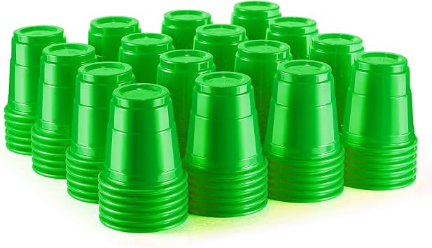 100ct 2oz Mini Green Shot Glasses, Disposable Small Plastic Cups for Parties, Weddings, Events Bulk Pack
