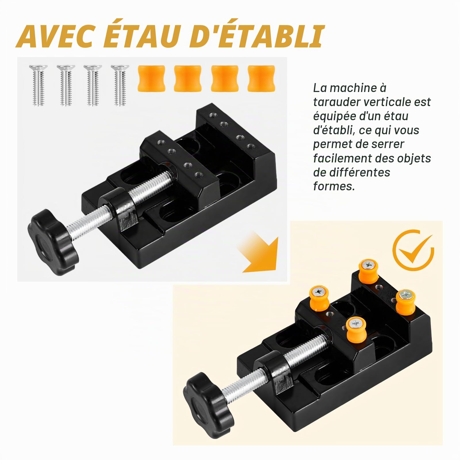 MXBAOHENG M3-M10 Taraudeuse Verticale Manuelle de Précision avec étau et 6 tarauds Machine à Tarauder Verticale Taraudeuse sur table manuelle pour taraudage dans le métal, le bois et le plastique