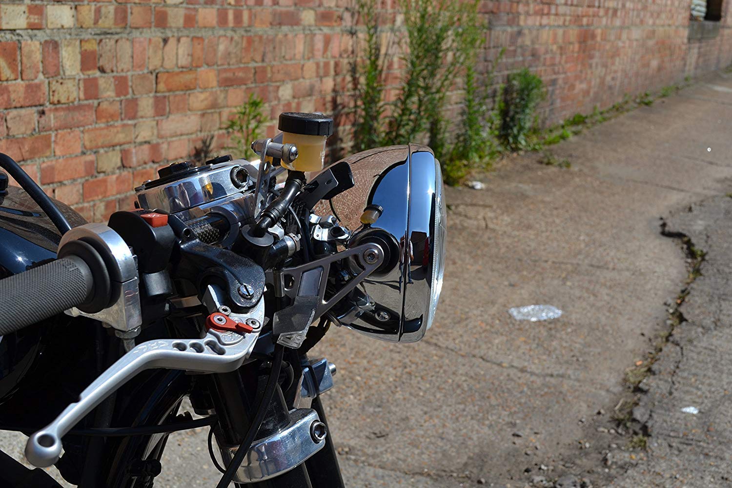 6 3/4" 6,75" reflektor motocyklowy - stal chromowana - żarówka 12 V 55 W do retro projektu Cafe Racer, rower uliczny, skrobak
