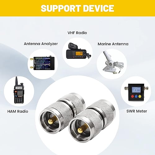 Miniatura 2 de Anina UHF macho a UHF PL259 macho conector coaxial de baja pérdida adaptador coaxial para antena de radio de radios radiofrecuencia CB CB paquete de