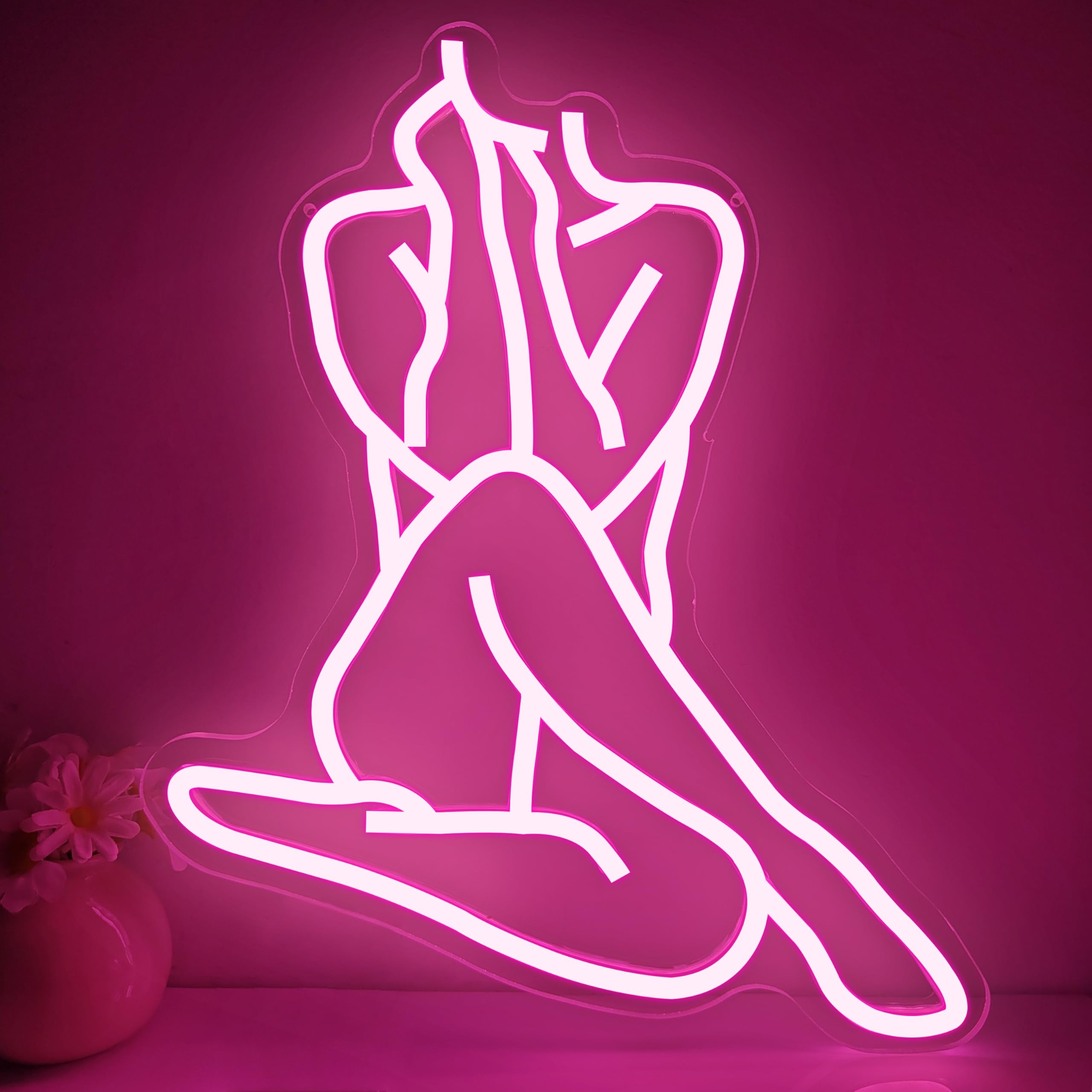 Lady Neon Sign Dimmable Lady Neon Led Signs for Wall Decor Light up Signs Pink Neon Lights for Bedroom Man Cave Home Bar Party Pub Wall Sign Decor