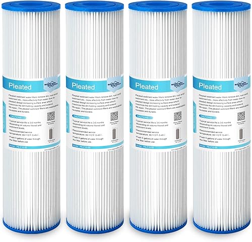 Membrane Solutions Filtro de agua de sedimentos de poliéster plisado de 50 micrones, cartucho de repuesto de 10 x 2.5 pulgadas, prefiltro universal