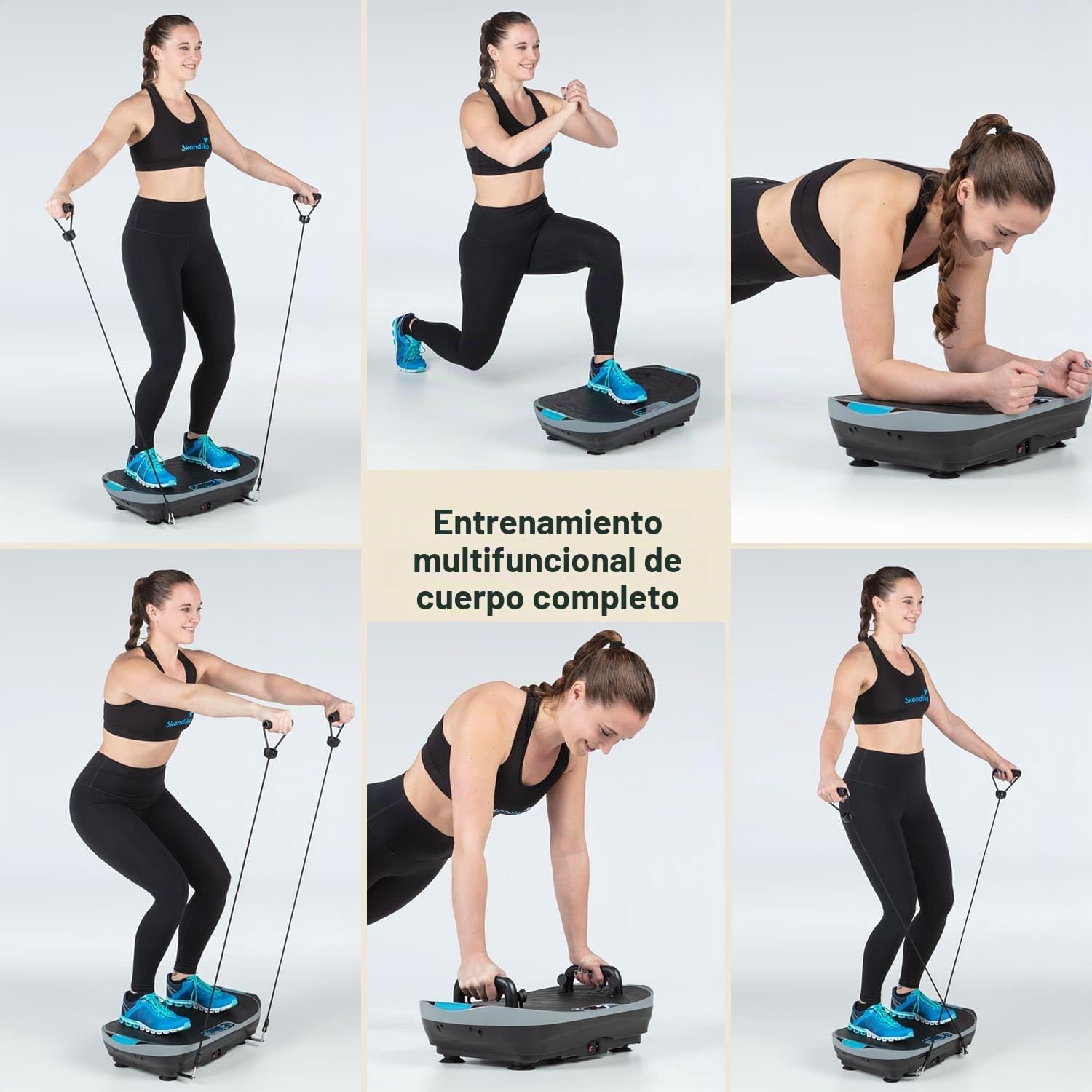 Skandika V2 | Plataforma vibratoria, Asas y Bandas de Entrenamiento, vibración oscilante, diseño Curvo, Motor silencioso, 99 Niveles, Pantalla LCD