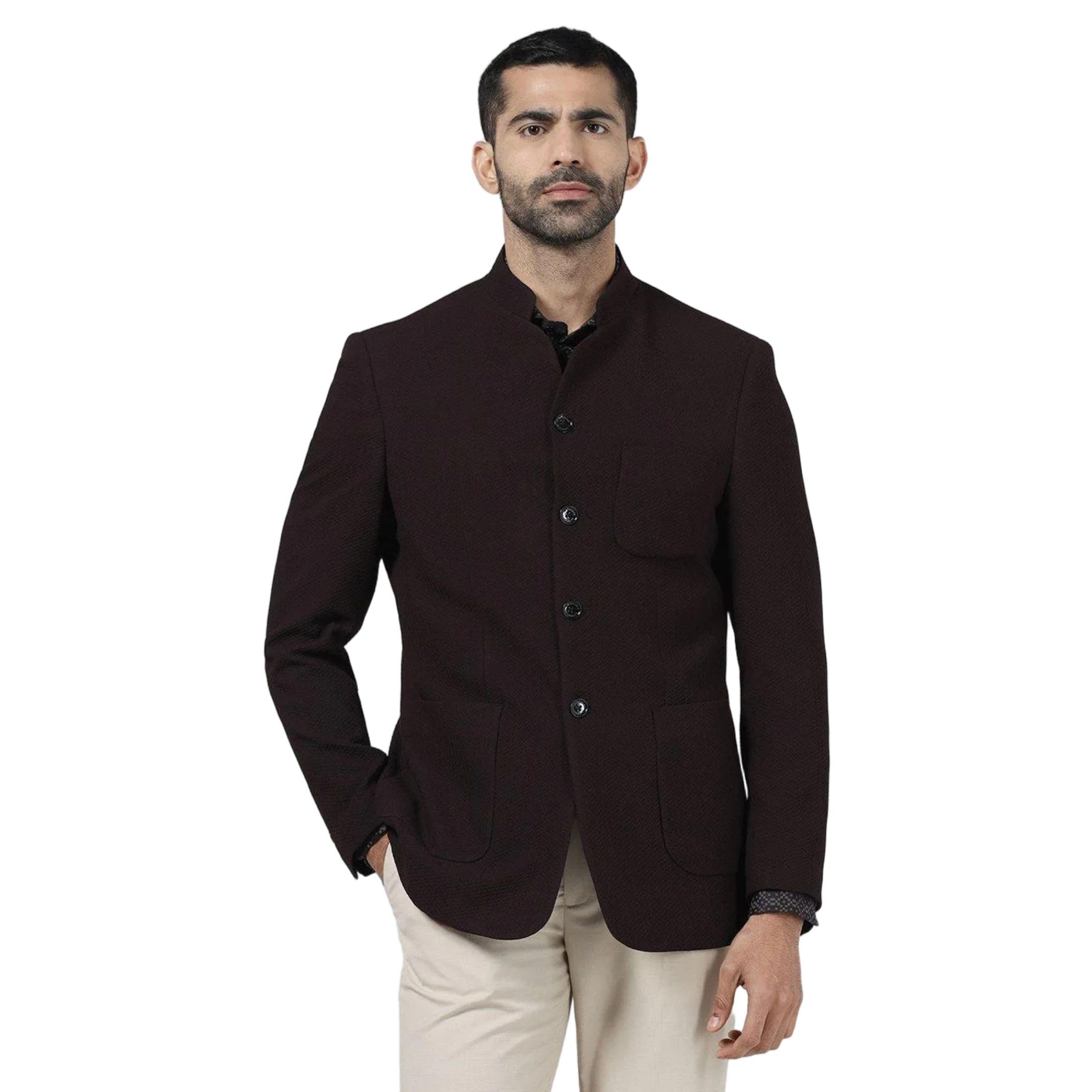 blackberrys Men Poly-Blend Black Textured Slim Fit Formal Blazer-picture-25