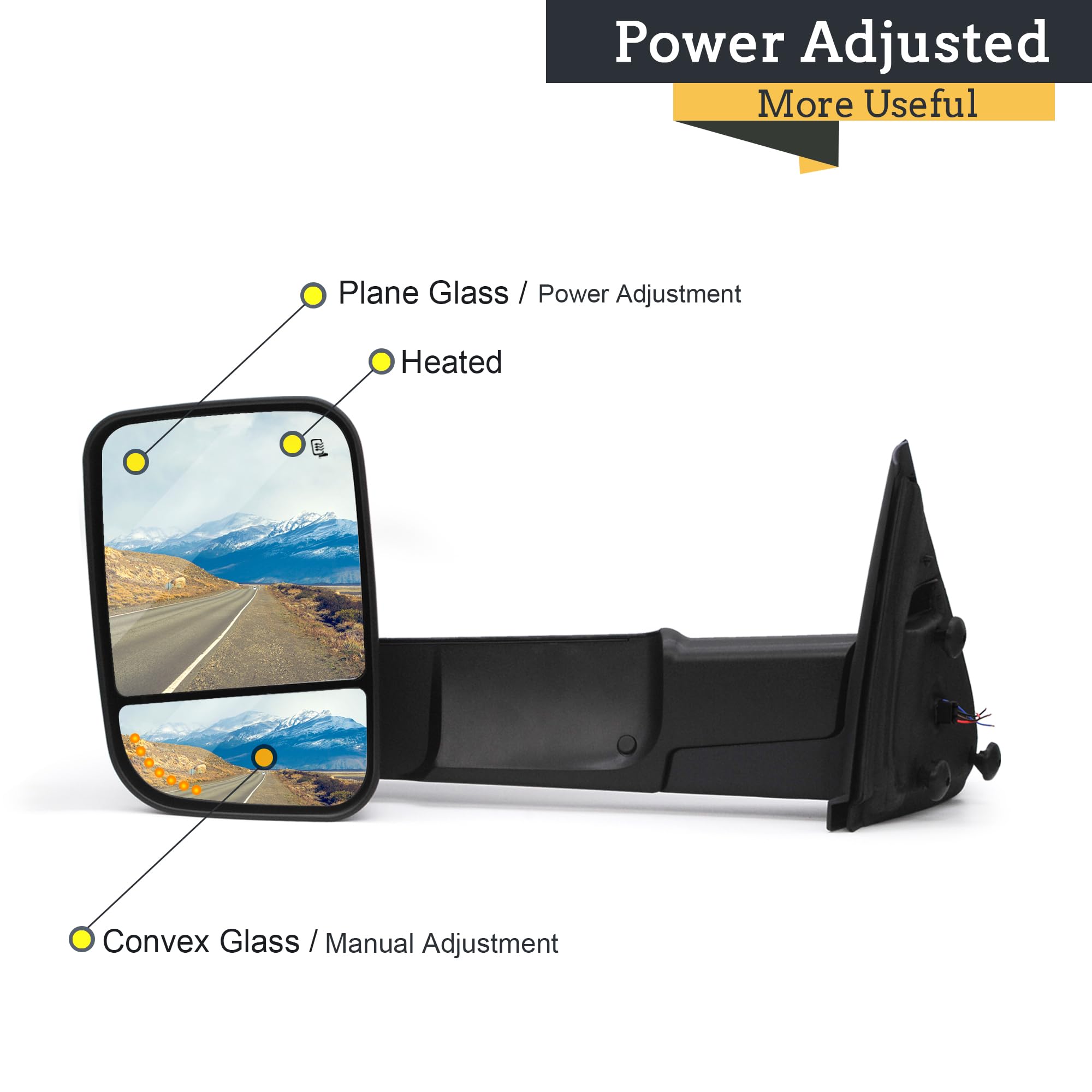 Smoked Power Heated Tow Mirrors For 2002-2008 Dodge Ram - Flip-Up Extended Trailer Mirrors