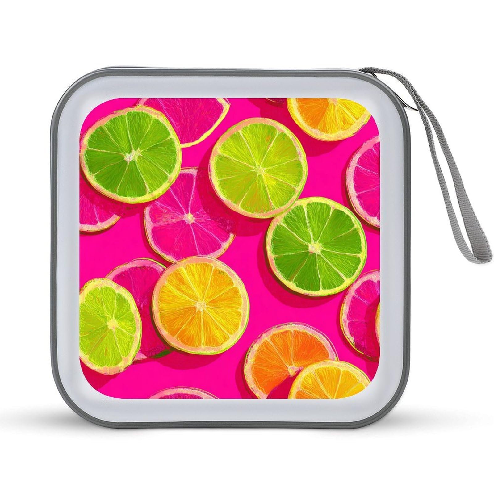 Jubonexis Bright Lemon And Lime Neon Slices CD Case DVD Storage Case Portable for Car Home Travel