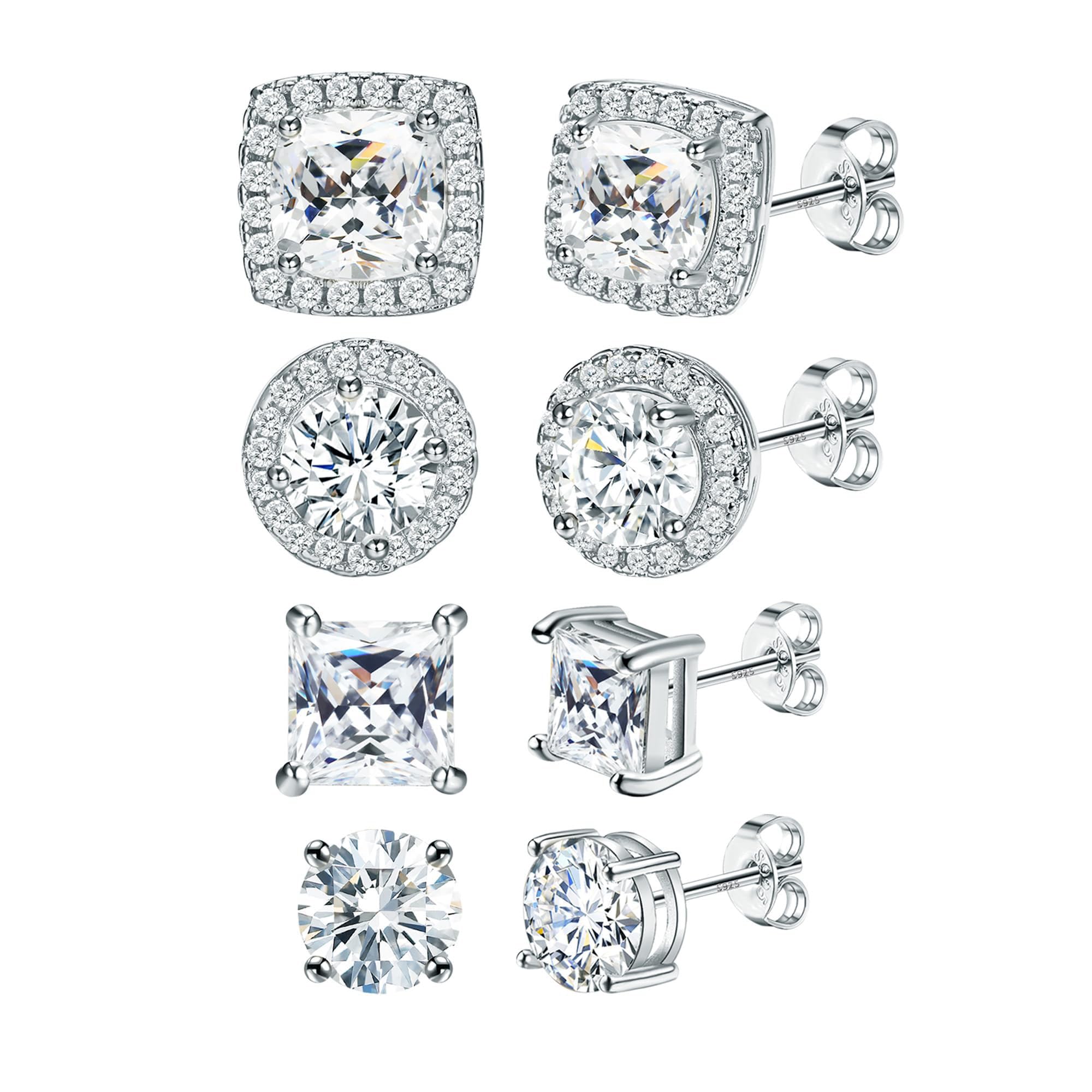 SIXDUTON 6 stuks oorbellen goud zilver set voor dames, helix piercings studs 14K vergulde oorstekers kleine creolen CZ tragus piercing oor sieraden voor meerdere piercing, Eén maat, Koper, Geen