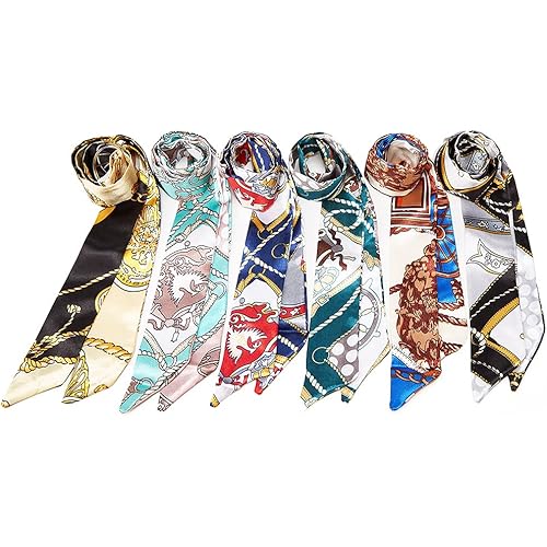 Obosoyo 6pcs Fashion Bag Handbag Handle Ribbon Scarf Neckerchief Scarf Package Band Hair Head Decoration