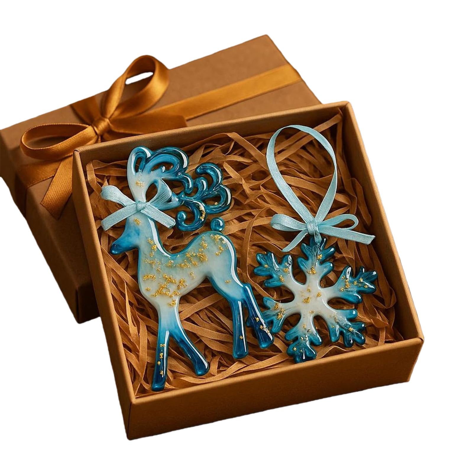 Xinsheinelry 1 Piece Resin Reindeer Snowflake for Christmas Decoration Waterproof Feature Festive Blue Hues Holiday Decoration Reindeer Snowflake Ornament Festive Atmospheres Enhancer