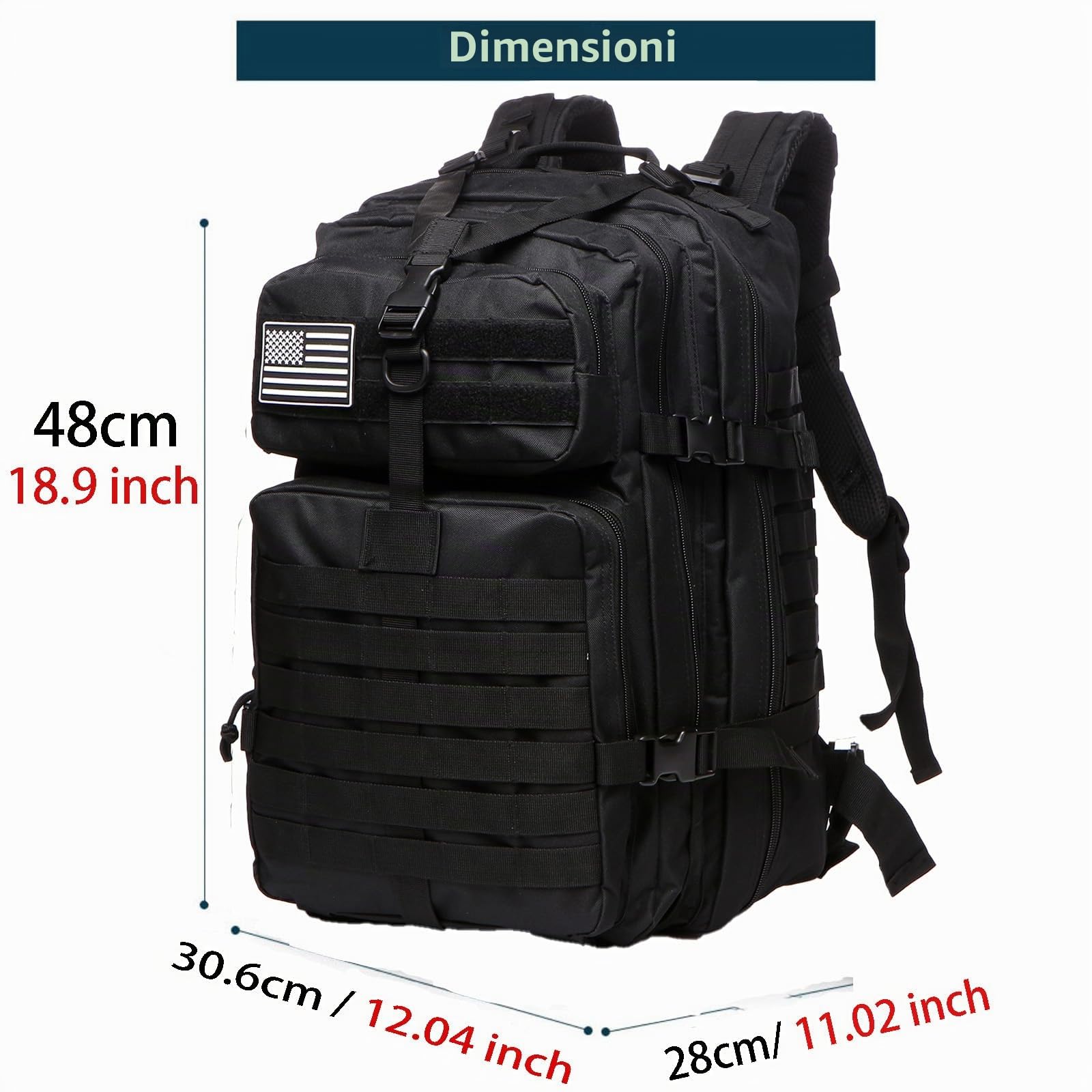 Thuram 50L Nylon Durevole Impermeabile Pesca Caccia Zaino Outdoor Militare Zaini Tattici Sport Campeggio Escursioni Borse