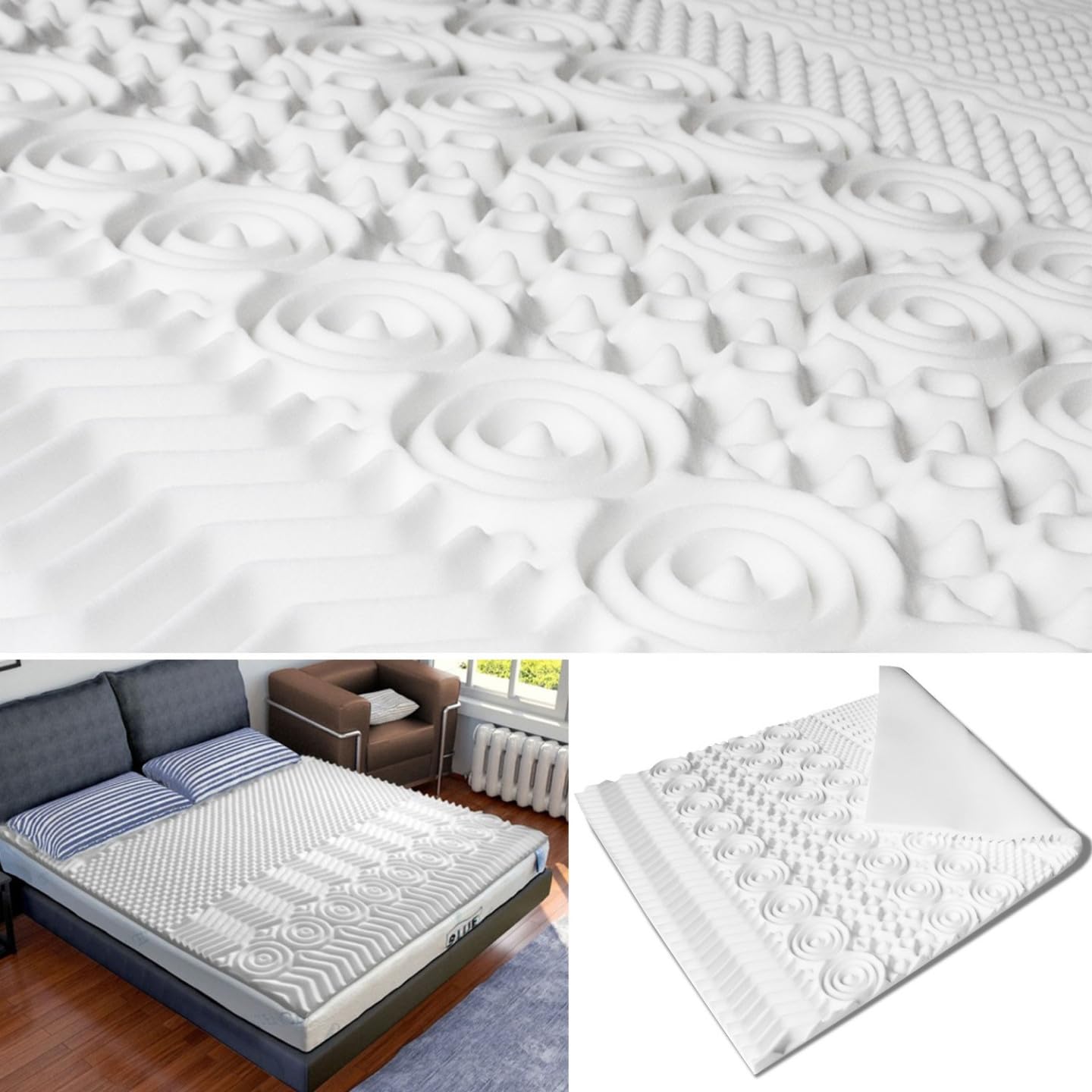 IDMarket - Surmatelas 140x190 cm Elias Mousse mémoire de Forme 10 Zones