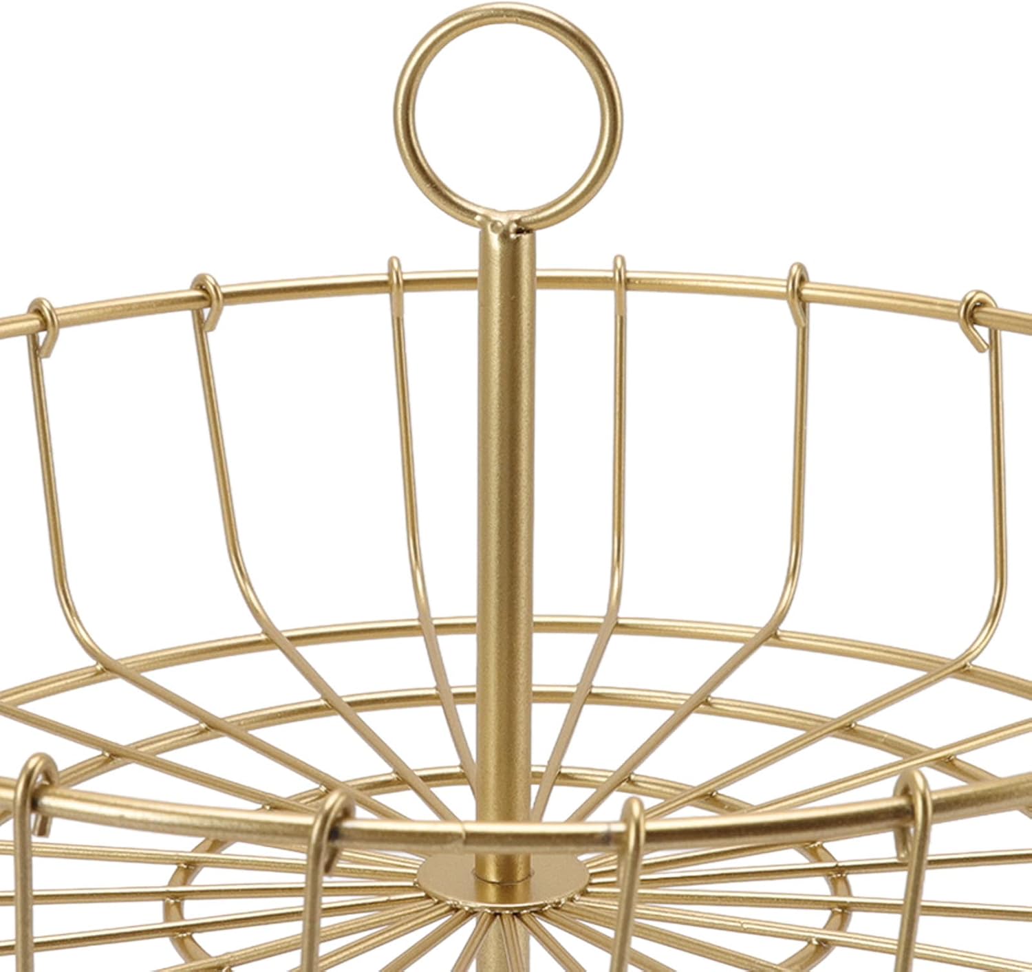 Fruit Basket, Kitchen Fruit Basket Stand, 2 Tier Fruit Basket Iron Round Golden Nordic Household Snack Storage Tray for Party Desktop Kitchen