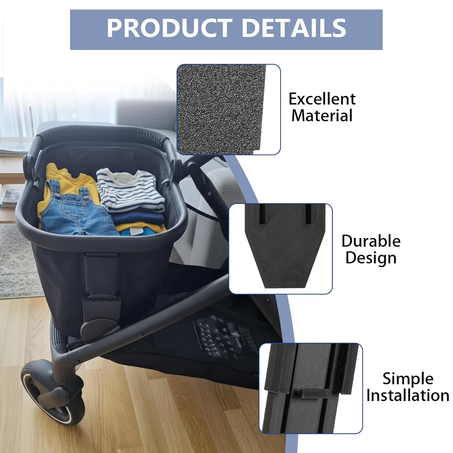 2 Pack Bottom Basket Adapter Compatible with Cybex Gazelle S | Stroller Basket Mount Converter | Attaches to Lower Connectors | Secure and Durable