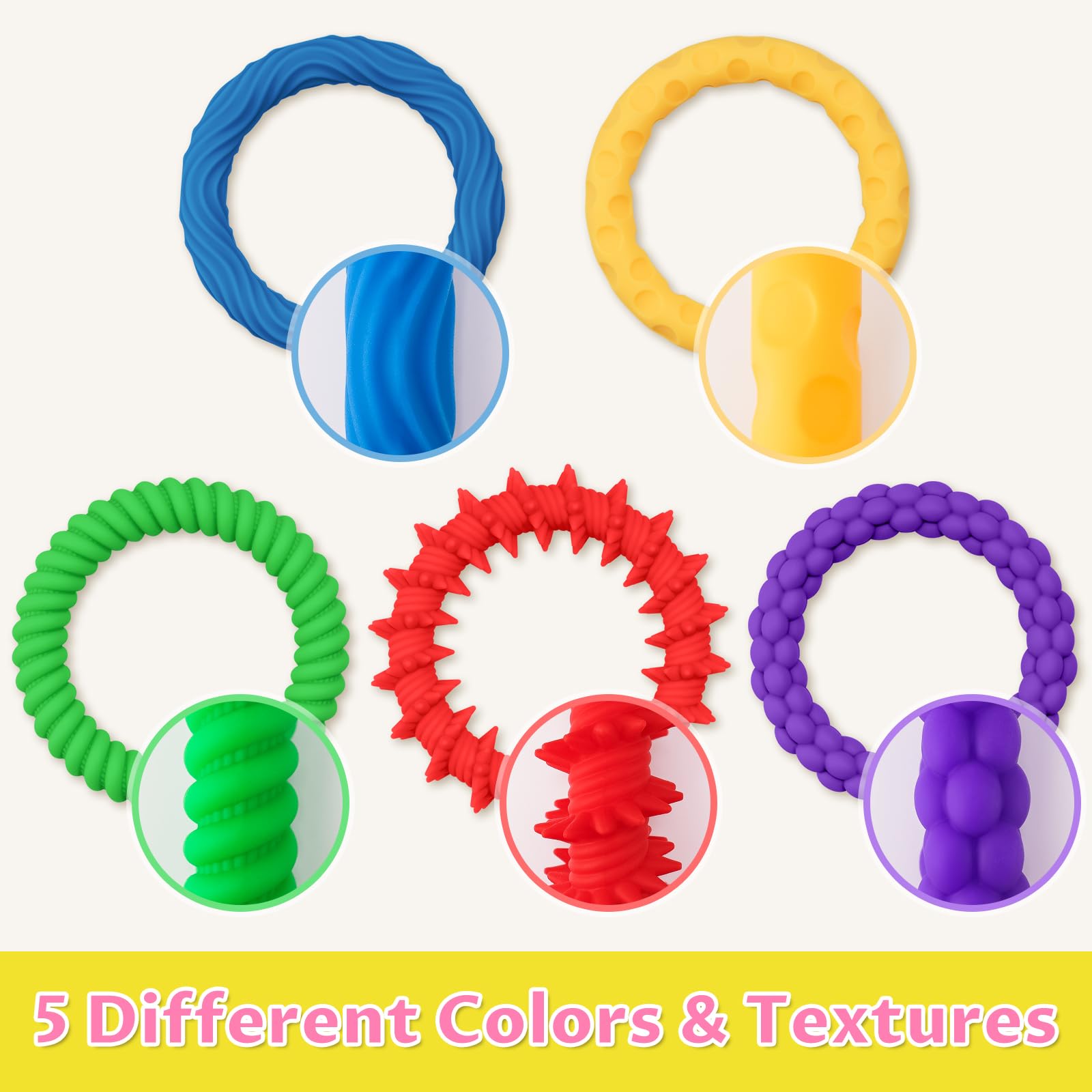 Zestaw 5 sztuk silikonowych, rozciągliwych bransoletek Fidget Toys