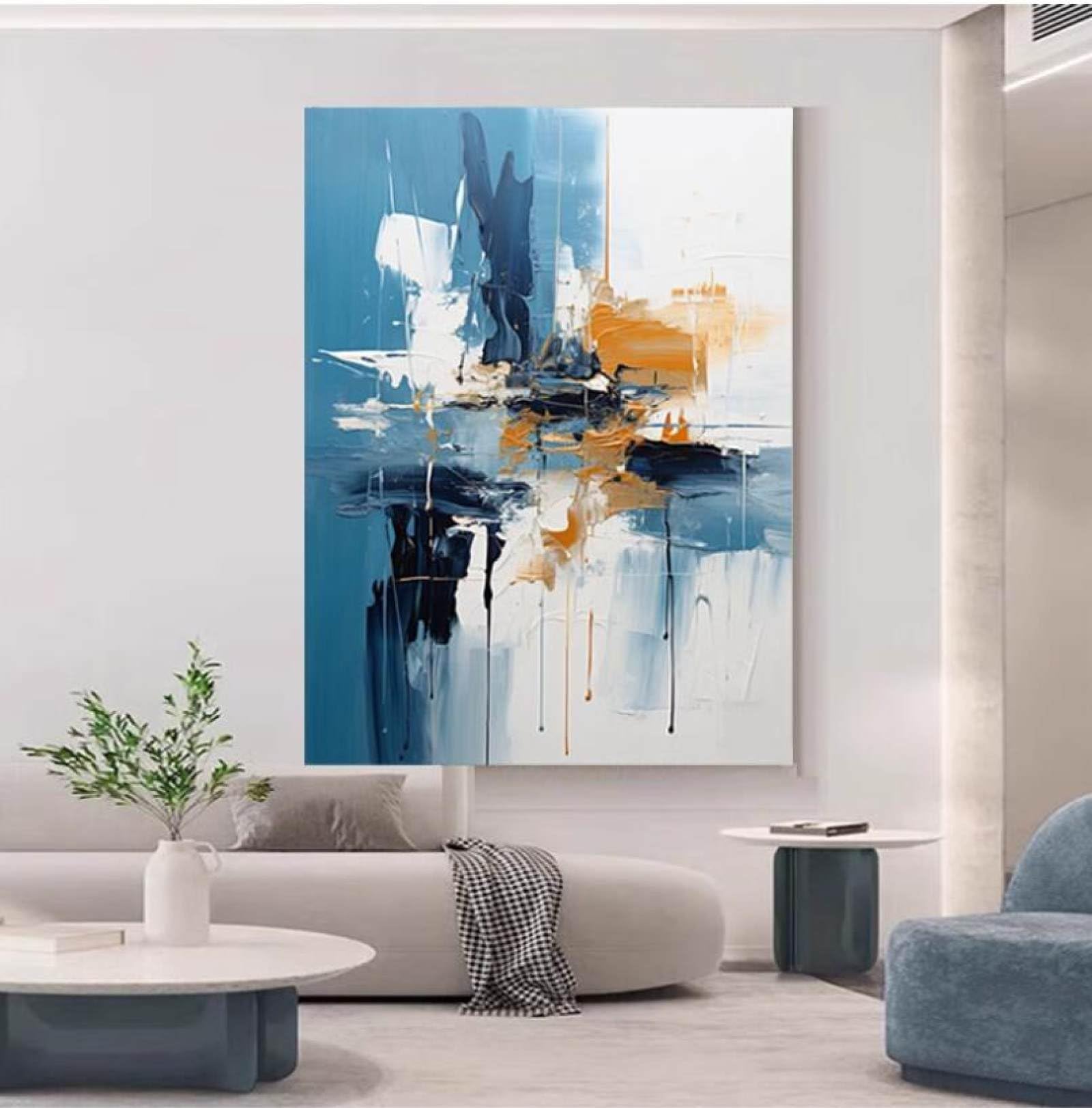 Peinture à l'huile sur toile pour sublimer un mur blanc de salon vide